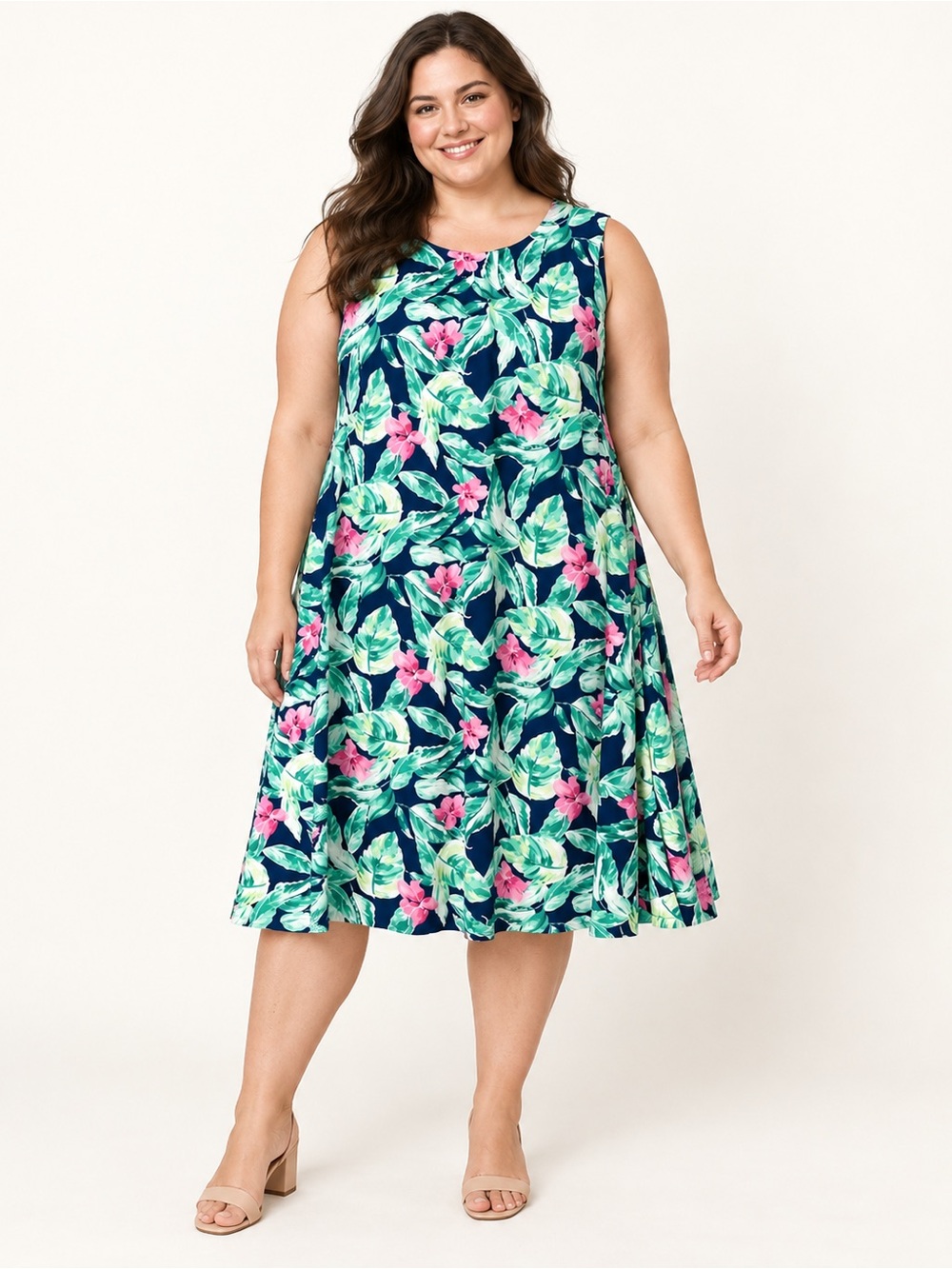 Pappagallo Plus Floral Dress sz 2X Liquid Knit Floral # bag 59